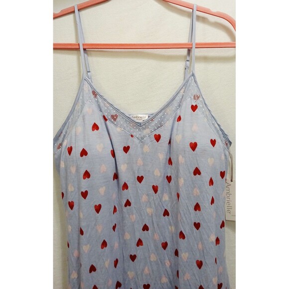 Ambrielle Nightgown Slip Dress Blue Watercolor Heart Print Lingerie Large NWT - Picture 3 of 4
